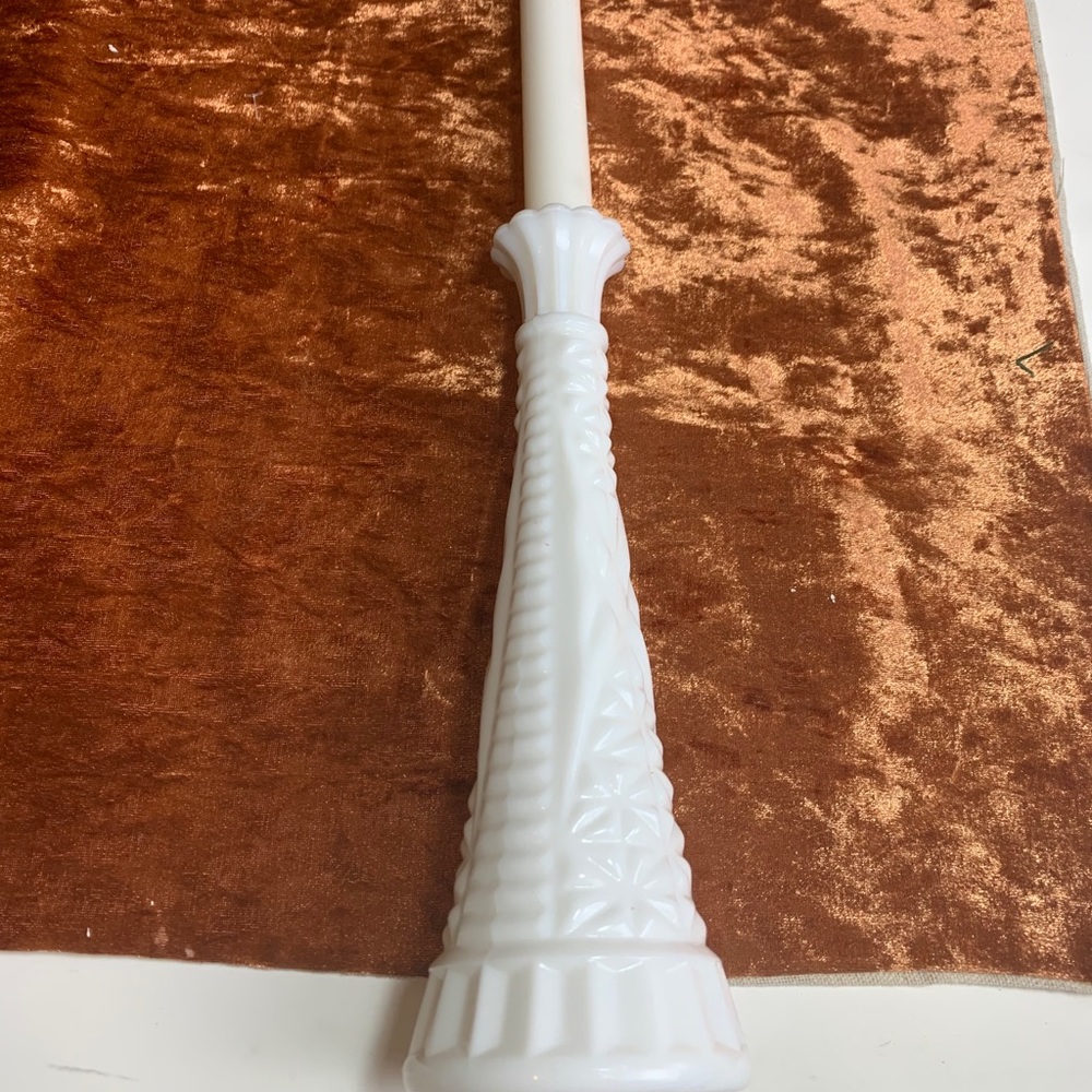 White vintage taper candle holder